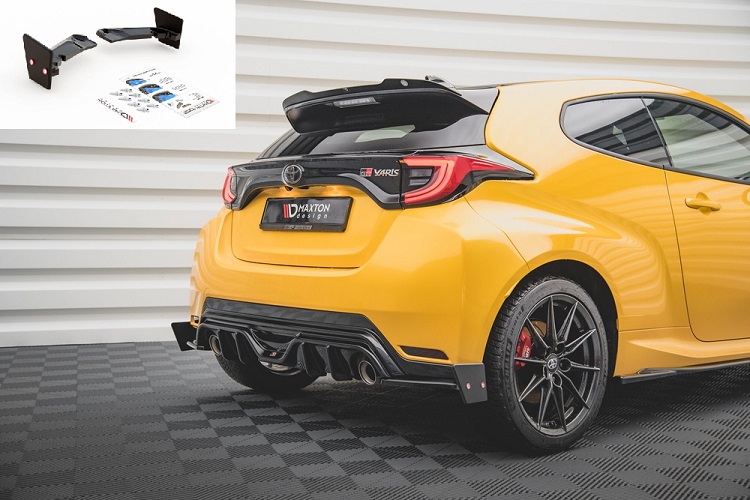 APPENDICI DIFFUSORE POSTERIORE SPORTIVO V.4 + FLAPS PER TOYOTA YARIS GR MK4 PRE-RESTYLING NERE LUCIDE MAXTON DESIGN