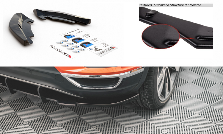 APPENDICI DIFFUSORE POSTERIORE SPORTIVO VW T-ROC A11 NERE OPACHE MAXTON DESIGN