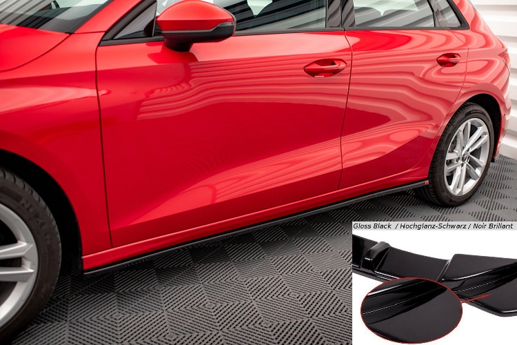 COPPIA SOTTOMINIGONNE MAXTON DESIGN NERE LUCIDE PER AUDI A3 8Y SPORTBACK (NO S-LINE) 