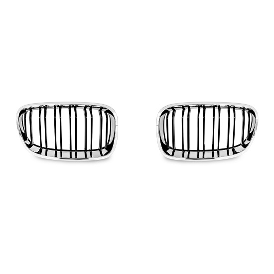 COPPIA GRIGLIE RENI NERE & CROMO PER BMW SERIE 1 F20 / F21 (2011 - 2015)