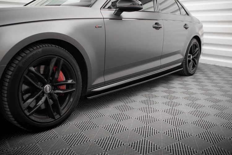 COPPIA SOTTOMINIGONNE MAXTON DESIGN NERE LUCIDE PER AUDI A4 B9 AVANT S-LINE PRE RESTYLING