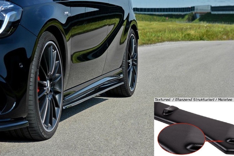 COPPIA SOTTOMINIGONNE MAXTON DESIGN NERE OPACHE PER MERCEDES CLASSE A W176 AMG FACELIFT 