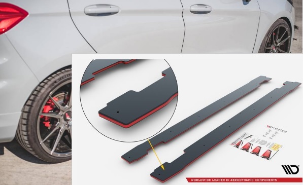 COPPIA SOTTOMINIGONNE RACING MAXTON DESIGN PER FORD FIESTA MK8 ST/ST-LINE (BORDO ROSSO)