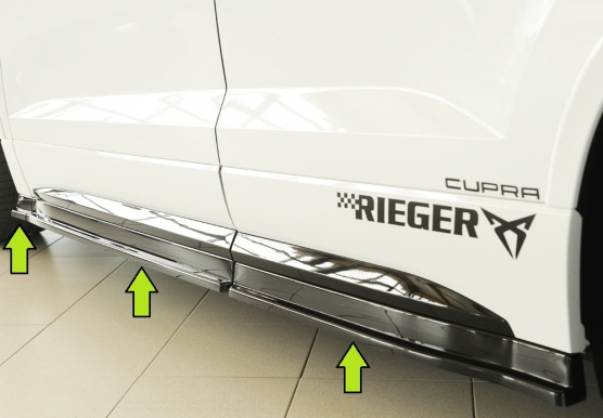 COPPIA SOTTOMINIGONNE NERO LUCIDO PER CUPRA ATECA PRE RESTYLING & RESTYLING RIEGER TUNING