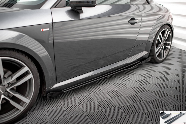 COPPIA SOTTOMINIGONNE + FLAPS STREET PRO MAXTON DESIGN PER AUDI TTS 8S PRE-RESTYLING (NERE)