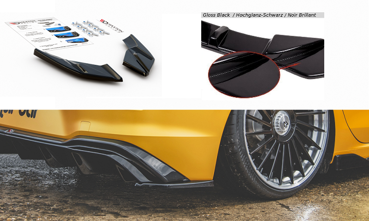 APPENDICI DIFFUSORE POSTERIORE SPORTIVO PER VW GOLF MK8 STANDARD NERE LUCIDE MAXTON DESIGN