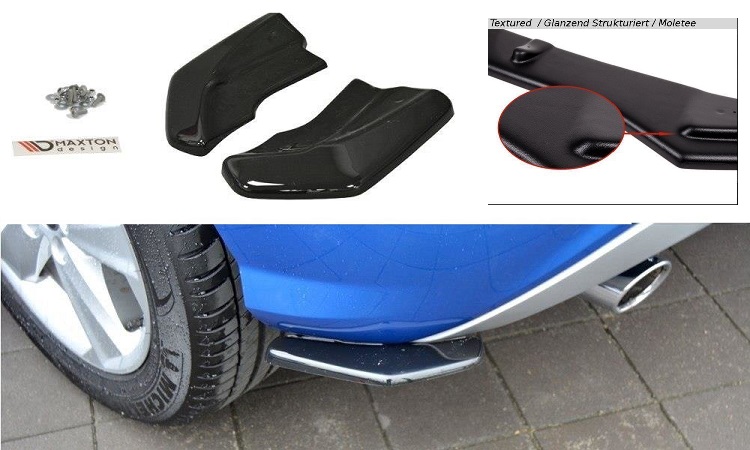 APPENDICI DIFFUSORE POSTERIORE SPORTIVO AUDI Q2 (GA) NERE OPACHE MAXTON DESIGN