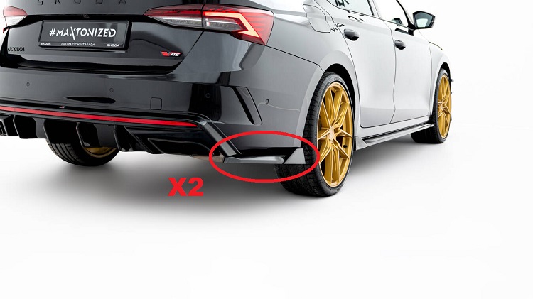 APPENDICI DIFFUSORE POSTERIORE SPORTIVO V.8 PER SKODA OCTAVIA RS MK4 COMBI/LIFTBACK RESTYLING NERE LUCIDE MAXTON DESIGN