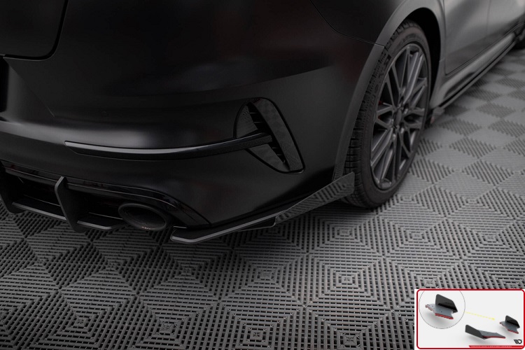 APPENDICI DIFFUSORE POSTERIORE SPORTIVO STREET PRO + FLAPS MAXTON DESIGN PER KIA PROCEED MK3 GT FACELIFT (BORDO ROSSO)
