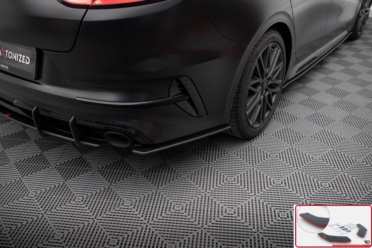 APPENDICI DIFFUSORE POSTERIORE SPORTIVO STREET PRO MAXTON DESIGN PER KIA PROCEED MK3 GT FACELIFT (BORDO ROSSO)