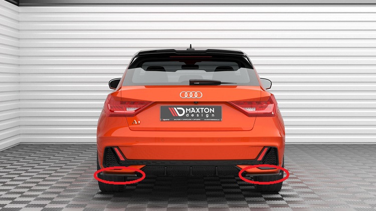APPENDICI DIFFUSORE POSTERIORE SPORTIVO V.2 PER AUDI A1 GB MK2 CON S-LINE NERE LUCIDE MAXTON DESIGN
