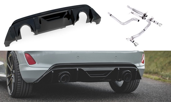 DIFFUSORE MAXTON DESIGN NERO OPACO + SCARICO SPORTIVO MILLTEK PER FORD FIESTA MK8 ST (FINALINI IN TITANIO)