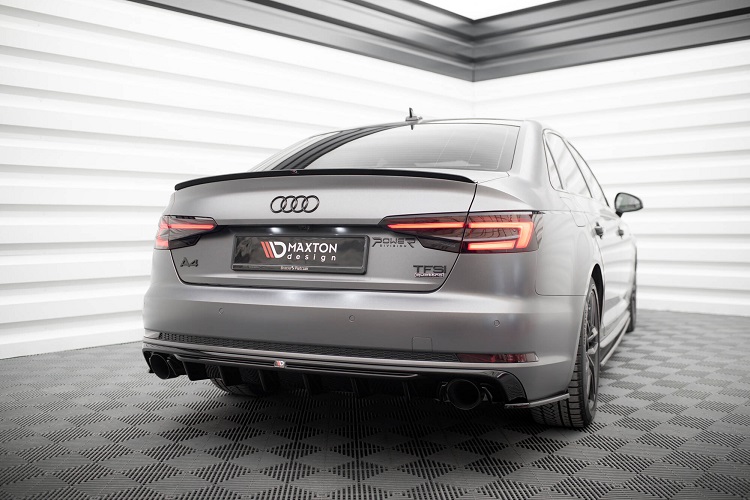 DIFFUSORE V.1 NERO LUCIDO MAXTON DESIGN PER AUDI A4 B9 AVANT S-LINE PRE RESTYLING (USCITE SDOPPIATE)
