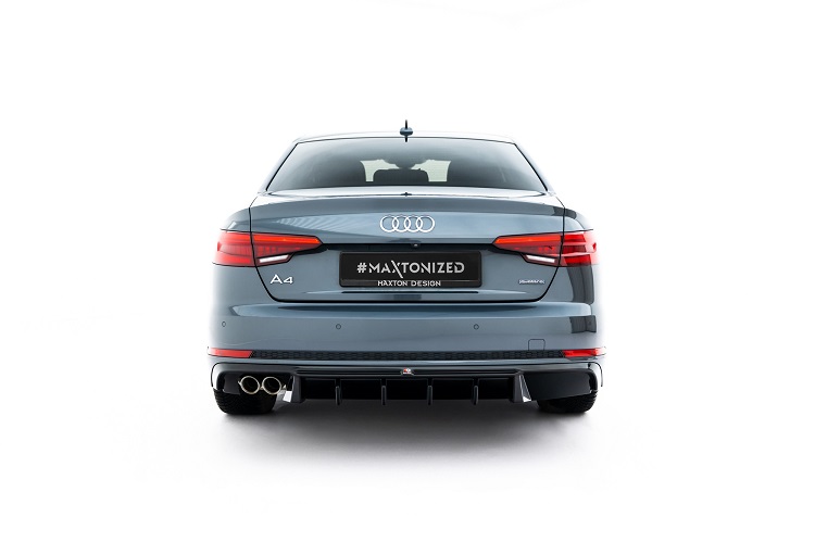 DIFFUSORE V.2 NERO LUCIDO MAXTON DESIGN PER AUDI A4 B9 AVANT S-LINE PRE RESTYLING (DOPPIA USCITA SX)
