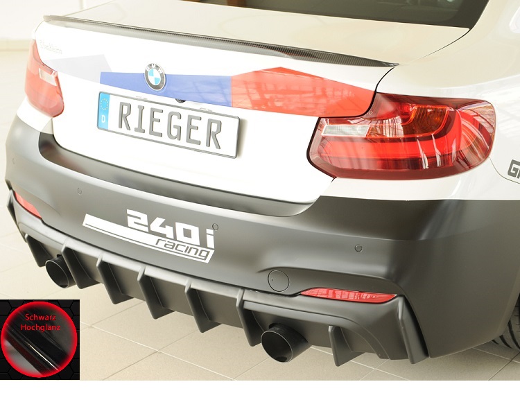 DIFFUSORE SPORTIVO RIEGER TUNING NERO LUCIDO PER BMW SERIE 2 F22/F23 PER SCARICO SDOPPIATO A SX E DX