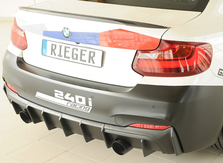 DIFFUSORE SPORTIVO RIEGER TUNING NERO OPACO PER BMW SERIE 2 F22/F23 PER SCARICO SDOPPIATO A SX E DX