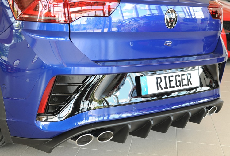 DIFFUSORE SPORTIVO RIEGER TUNING NERO OPACO PER VW T-ROC A11 R/R-LINE FACELIFT QUADRUPLA USCITA (NO GANCIO TRAINO)