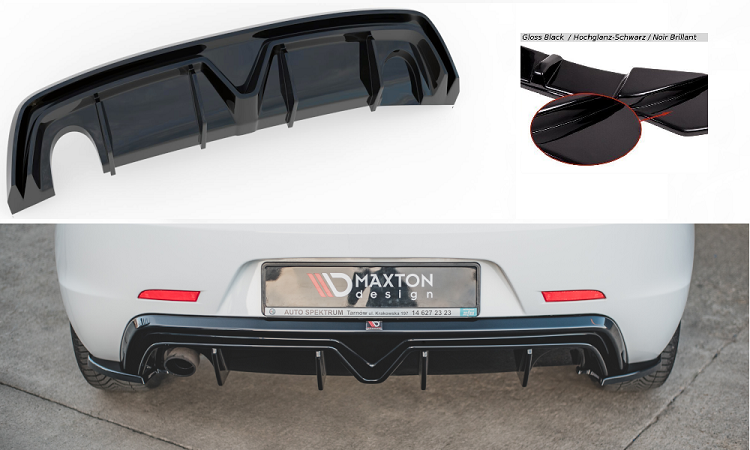 DIFFUSORE NERO LUCIDO MAXTON DESIGN PER ALFA ROMEO GIULIETTA FACELIFT (USCITA SINGOLA)