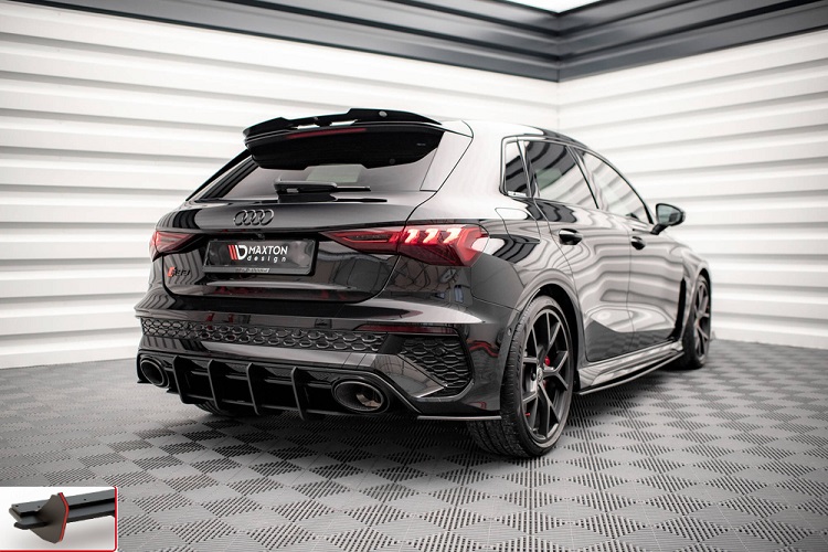 SOTTODIFFUSORE STREET PRO MAXTON DESIGN PER AUDI RS3 8Y SPORTBACK PRE-RESTYLING (ROSSO E NERO)