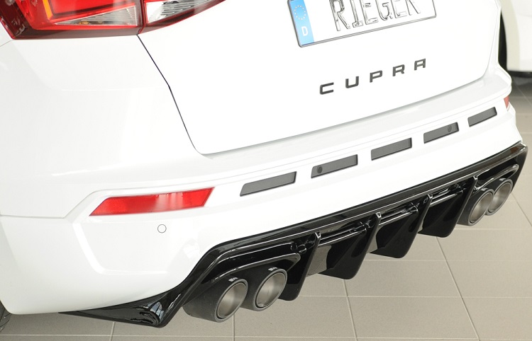 DIFFUSORE SPORTIVO RIEGER TUNING NERO OPACO PER CUPRA ATECA PRE RESTYLING & RESTYLING (SCARICO A QUADRUPLA USCITA NO GANCIO TRAINO)