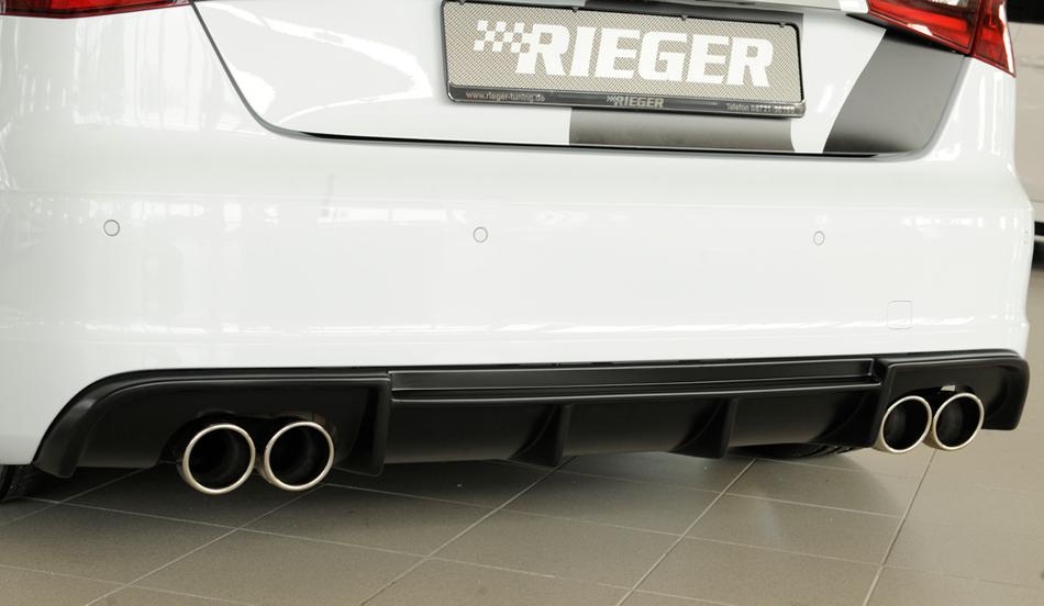 DIFFUSORE SPORTIVO RIEGER TUNING NERO OPACO PER AUDI A3 8V PRE RESTYLING CON S-LINE PER SCARICO A QUADRUPLA USCITA
