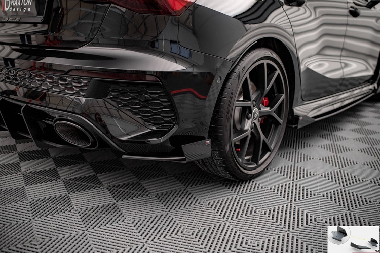 APPENDICI DIFFUSORE POSTERIORE SPORTIVO NERE STREET PRO + FLAPS MAXTON DESIGN PER AUDI RS3 8Y SPORTBACK PRE-RESTYLING