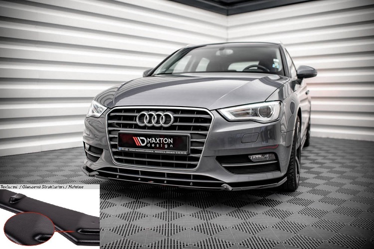 LAMA SOTTOPARAURTI ANTERIORE MAXTON DESIGN PER AUDI A3 8V SPORTBACK PRE RESTYLING NO S-LINE NERO OPACO
