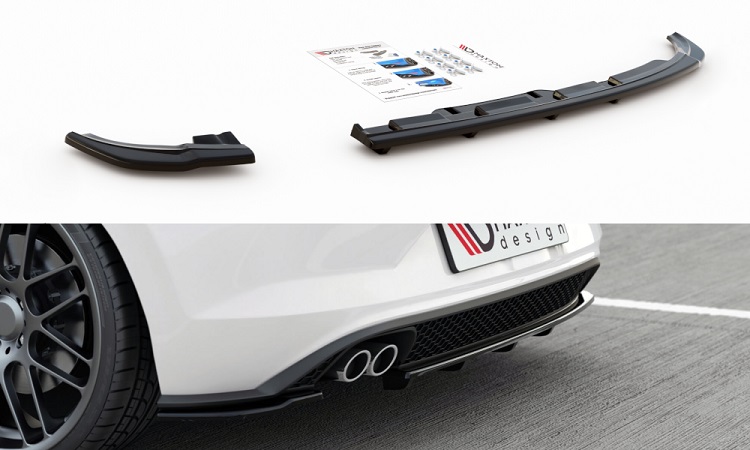 SOTTODIFFUSORE POSTERIORE CON BARRE VERTICALI PER VW POLO AW GTI PRE-RESTYLING NERO LUCIDO MAXTON DESIGN