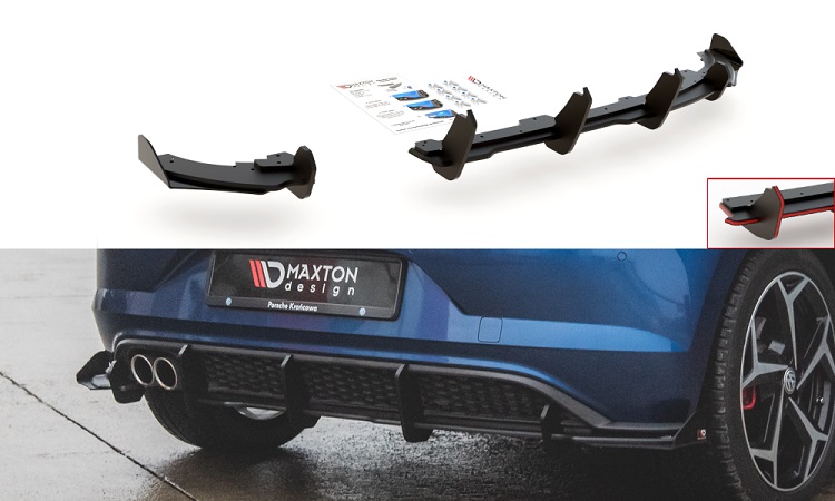 SOTTODIFFUSORE + FLAPS STREET PRO MAXTON DESIGN PER VW POLO AW GTI PRE-RESTYLING (ROSSO)