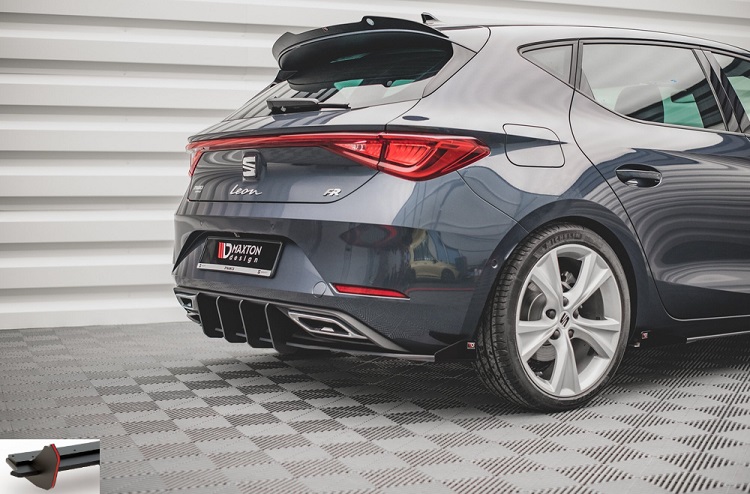 SOTTODIFFUSORE STREET PRO + FLAPS MAXTON DESIGN PER SEAT LEON FR MK4 (NERO E ROSSO)