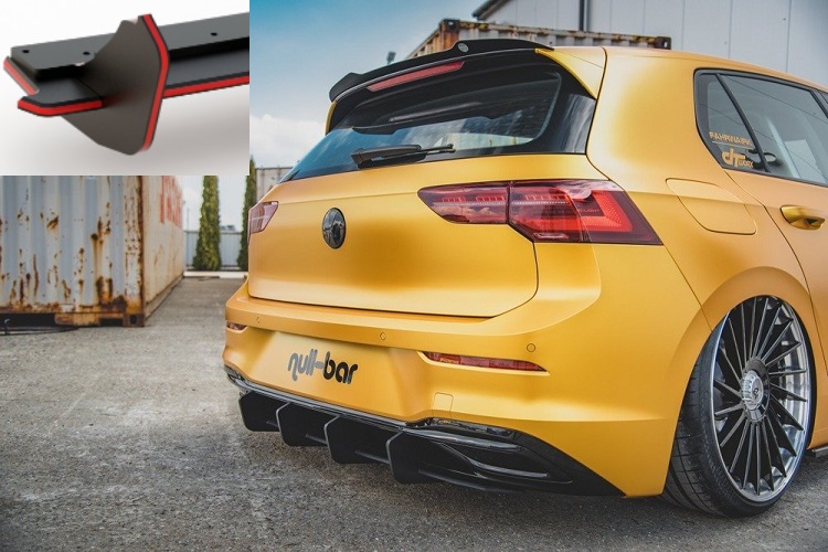 SOTTODIFFUSORE RACING V.2 MAXTON DESIGN PER VW GOLF MK8 STANDARD ROSSO