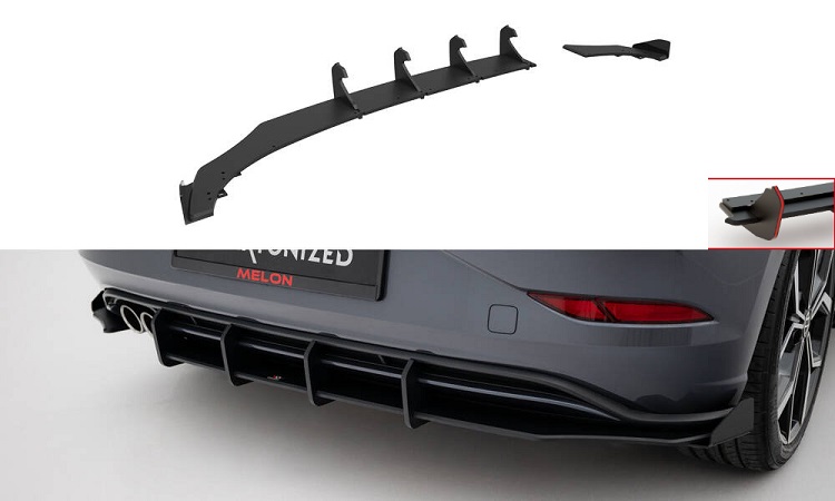 SOTTODIFFUSORE + FLAPS STREET PRO MAXTON DESIGN PER VW POLO AW GTI RESTYLING (ROSSO E NERO)
