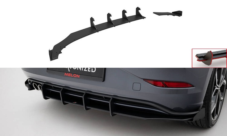 SOTTODIFFUSORE + FLAPS STREET PRO MAXTON DESIGN PER VW POLO AW GTI RESTYLING (ROSSO)