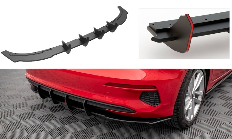 SOTTODIFFUSORE STREET PRO MAXTON DESIGN PER AUDI A3 8Y SPORTBACK (NO S-LINE) (ROSSO E NERO)