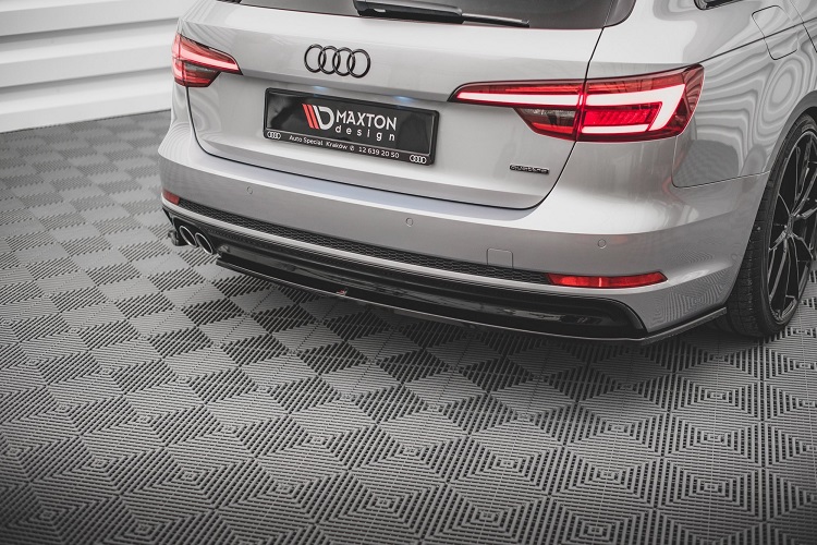 SOTTODIFFUSORE V.2 NERO LUCIDO MAXTON DESIGN PER AUDI A4 B9 AVANT S-LINE PRE RESTYLING (DOPPIA USCITA SX)