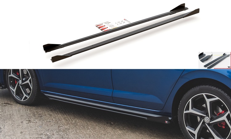 COPPIA SOTTOMINIGONNE + FLAPS STREET PRO MAXTON DESIGN PER VW POLO AW GTI PRE-RESTYLING (NERE)