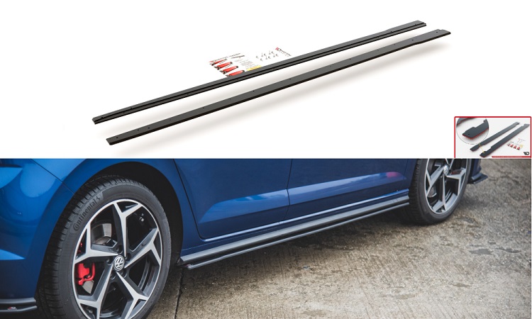 COPPIA SOTTOMINIGONNE STREET PRO MAXTON DESIGN PER VW POLO AW GTI PRE-RESTYLING (BORDO ROSSO)