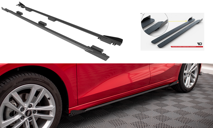 COPPIA SOTTOMINIGONNE STREET PRO + FLAPS MAXTON DESIGN PER AUDI A3 8Y SPORTBACK (NO S-LINE)