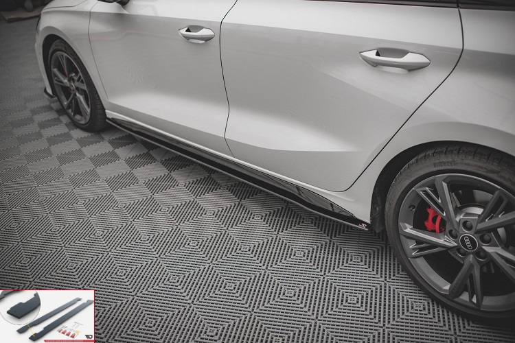 COPPIA SOTTOMINIGONNE STREET PRO MAXTON DESIGN PER AUDI S3 8Y FACELIFT SPORTBACK / SEDAN (NERE)
