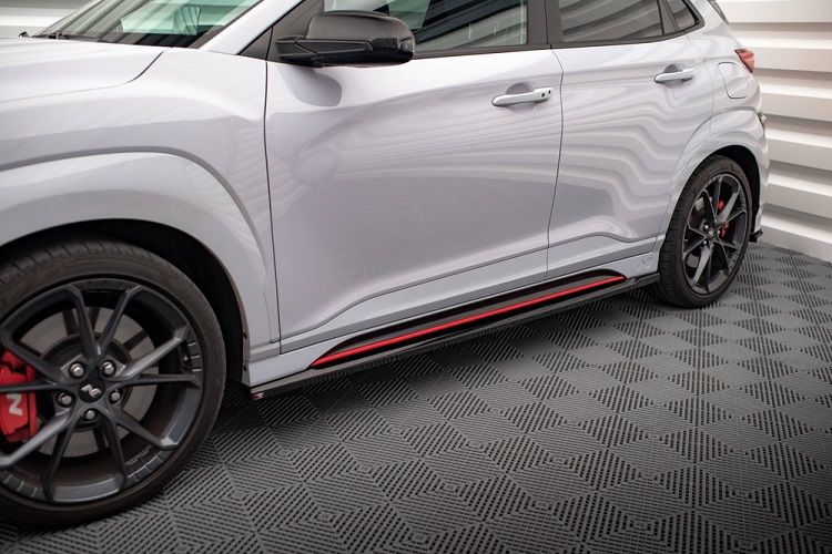 COPPIA SOTTOMINIGONNE V.1 MAXTON DESIGN NERE LUCIDE PER HYUNDAI KONA N MK1 PRE-RESTYLING