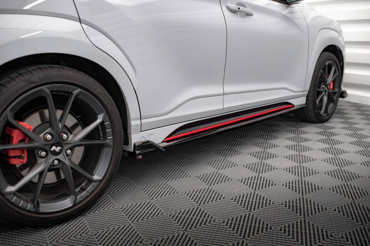COPPIA SOTTOMINIGONNE V.2 MAXTON DESIGN NERE LUCIDE PER HYUNDAI KONA N MK1 PRE-RESTYLING