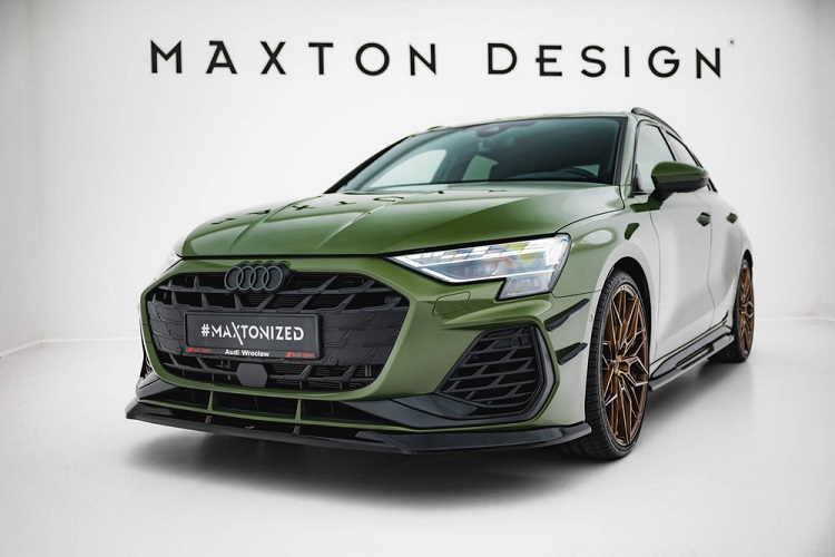 LAMA SOTTOPARAURTI ANTERIORE V.1 MAXTON DESIGN PER AUDI S3 8Y FACELIFT SPORTBACK NERO LUCIDO 