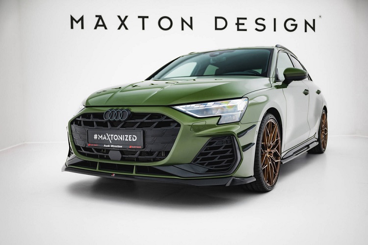 LAMA SOTTOPARAURTI ANTERIORE V.2 MAXTON DESIGN PER AUDI S3 8Y FACELIFT SPORTBACK NERO LUCIDO 