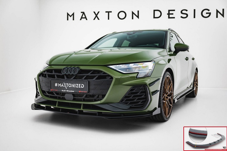 LAMA SOTTOPARAURTI ANTERIORE V.1 + FLAPS STREET PRO MAXTON DESIGN PER AUDI S3 8Y FACELIFT SPORTBACK (BORDO ROSSO)