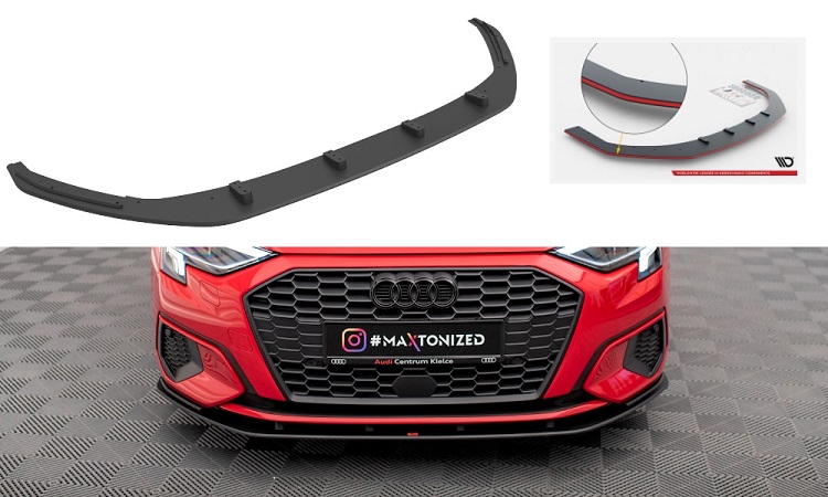 LAMA SOTTOPARAURTI ANTERIORE STREET PRO MAXTON DESIGN PER AUDI A3 8Y SPORTBACK (NO S-LINE) (BORDO ROSSO)