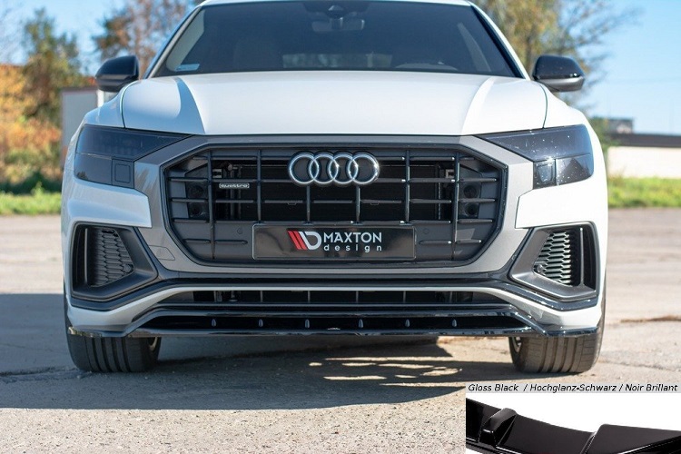 LAMA SOTTOPARAURTI ANTERIORE MAXTON DESIGN PER AUDI Q8 MK1 (4M) CON S-LINE NERO LUCIDO 