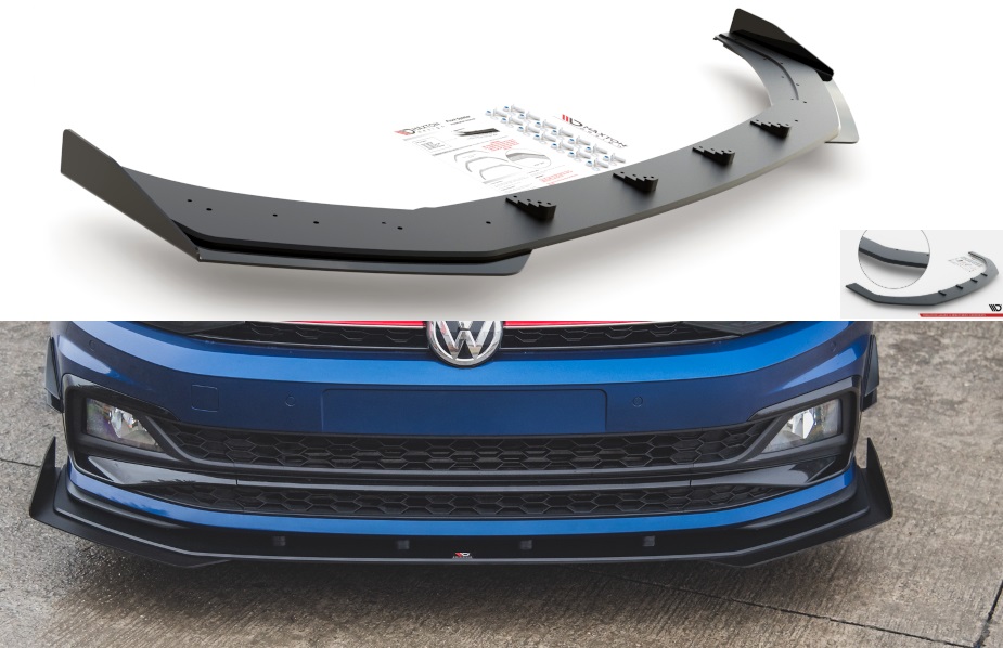 LAMA SOTTOPARAURTI ANTERIORE + FLAPS STREET PRO MAXTON DESIGN PER VW POLO AW GTI PRE-RESTYLING 