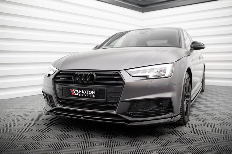 LAMA SOTTOPARAURTI ANTERIORE V.4 MAXTON DESIGN PER AUDI A4 B9 AVANT S-LINE PRE RESTYLING NERA LUCIDA