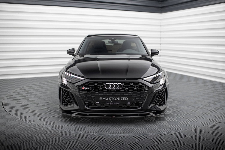 LAMA SOTTOPARAURTI ANTERIORE V.1 MAXTON DESIGN PER AUDI RS3 8Y SPORTBACK NERO LUCIDO