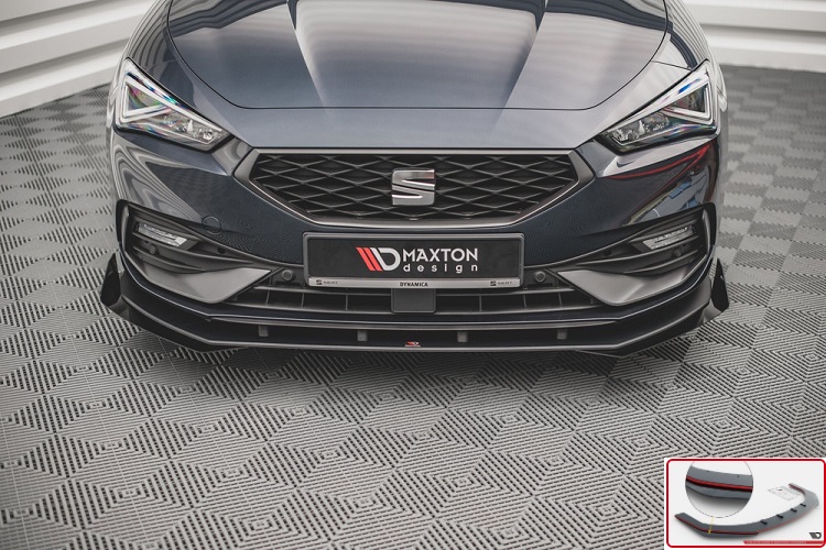 LAMA SOTTOPARAURTI ANTERIORE STREET PRO + FLAPS MAXTON DESIGN PER SEAT LEON FR MK4 (BORDO ROSSO)